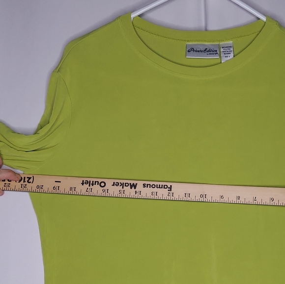 Chicos Slinky T-Shirt Women XL Lime Stretch Short Sleeve Round Neck Travel - Picture 4 of 5